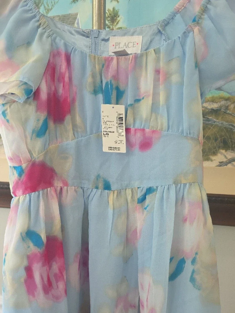 The Children's Place Pastel Blue Floral Flutter Sleeve Dress